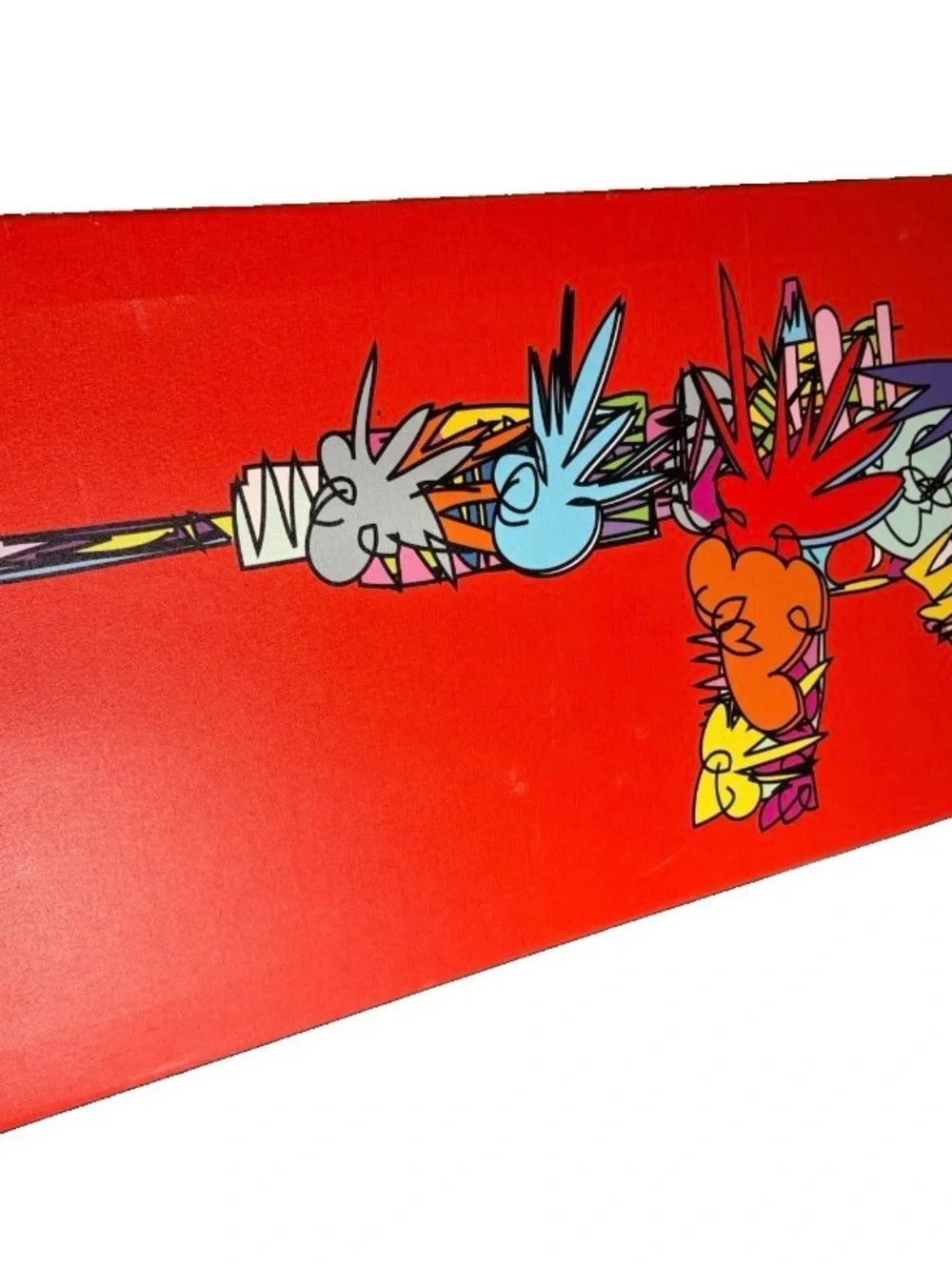 TECHNODROME1 AK47 Pop Art Canvas Print 48” x 16” Red Graffiti Contemporary Art
